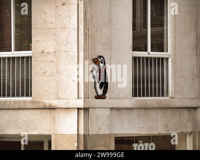 The Pixel Street Art on buildings in Madrid, Spain Stock Photo