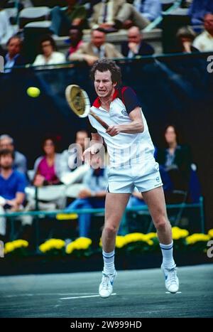 John McEnroe (USA) competing at the 1982 WCT Tournament of Champions. Stock Photo