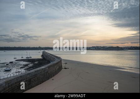 Detail of the Saint Malo lighthouse path at sunset Stock Photo