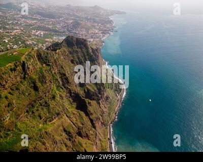 A scenic coastal landscape featuring cliffs and tranquil waters. Madeira, Portugal Stock Photo