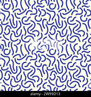 Blue curved lines isolated on white background. Bold Squiggles. Stock Vector