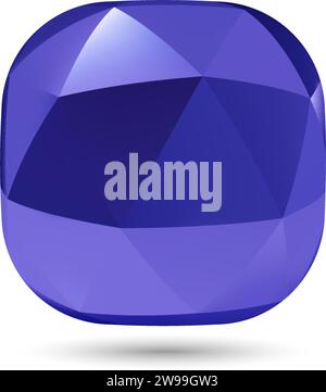 Low Poly Abstract Button, Shining Gemstone Design Element, Geometric Violet Spherical Object with Shadow Effect on White Background Stock Vector