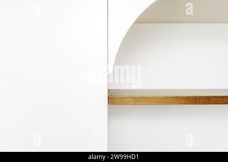 Details in varnished wood and white wood of a wardrobe Stock Photo
