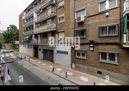 A city street with four-story residential buildings Stock Photo