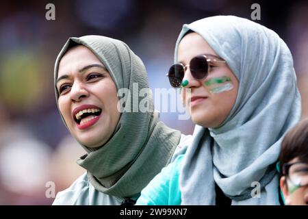 Melbourne, Australia, 26 December, 2023. A Pakistani fan cheers during Day 1 of the Boxing Day Test - Day 1 match between Australia and Pakistan at the Melbourne Cricket Ground on December 26, 2023 in Melbourne, Australia.  Credit: Dave Hewison/Speed Media/Alamy Live News Stock Photo