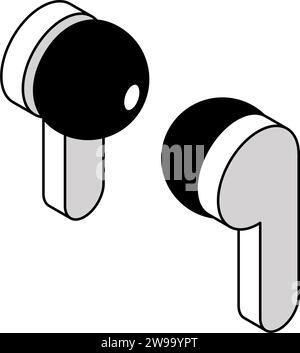 Illustration of Noise-Canceling Earphone Easy-to-Use Noise Suppression Goods, Vector Illustration Stock Vector