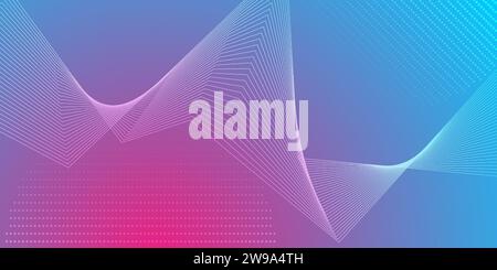Blue purple minimal curved lines abstract futuristic tech background. Vector digital design Stock Vector