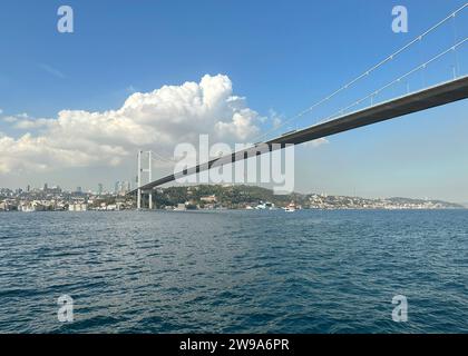 1915 Canakkale Bridge in Canakkale, Turkey. World's longest suspension bridge in Istanbul. Stock Photo