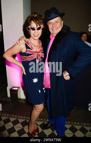 London, UK, Friday, 15th November 2013 Barry Humphries and Kathy Lette at the opening night afterparty of Eat Pray Laugh- Barry Humphries farewell tour at St Mark’s Church, Mayfair. Credit: DavidJensen / Empics Entertainment / Alamy Live News Stock Photo