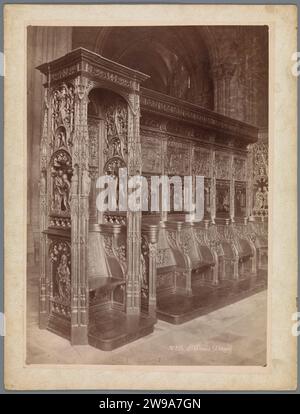 Choral Bank in the Abbey of Saint-Denis in Paris, c. 1875 - c. 1900 photograph  St Denis cardboard. photographic support albumen print seats of the clergy, choir-stalls. interior of church. sculpture (+ relief  sculpture) Saint-Denisbasiliek Stock Photo