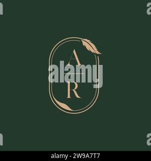 AR feather concept wedding monogram logo design ideas as inspiration Stock Vector