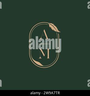AM feather concept wedding monogram logo design ideas as inspiration Stock Vector