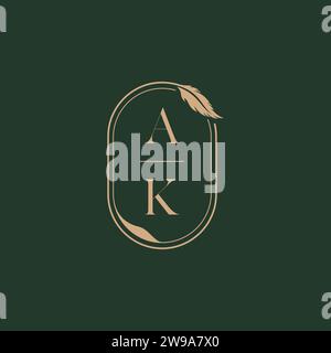AK feather concept wedding monogram logo design ideas as inspiration Stock Vector