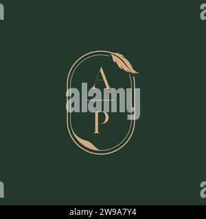 AP feather concept wedding monogram logo design ideas as inspiration Stock Vector