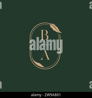 BA feather concept wedding monogram logo design ideas as inspiration Stock Vector