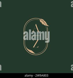 AZ feather concept wedding monogram logo design ideas as inspiration Stock Vector
