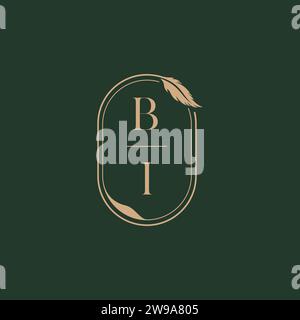 BI feather concept wedding monogram logo design ideas as inspiration Stock Vector