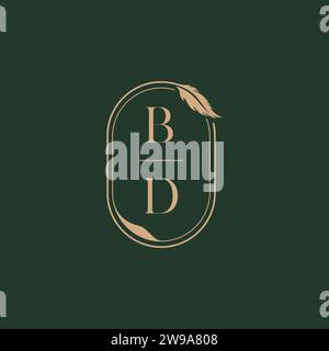BD feather concept wedding monogram logo design ideas as inspiration Stock Vector