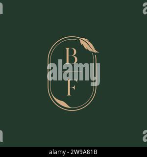 BF feather concept wedding monogram logo design ideas as inspiration Stock Vector
