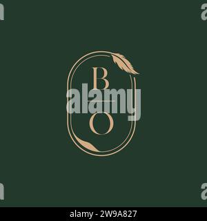 BO feather concept wedding monogram logo design ideas as inspiration Stock Vector