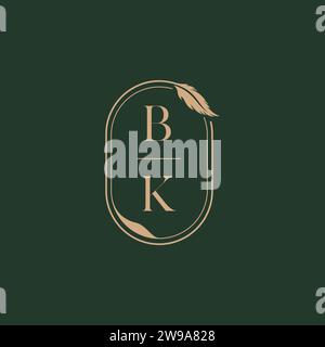 BK feather concept wedding monogram logo design ideas as inspiration Stock Vector
