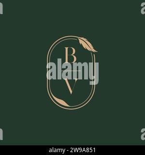 BV feather concept wedding monogram logo design ideas as inspiration Stock Vector