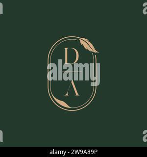 DA feather concept wedding monogram logo design ideas as inspiration Stock Vector