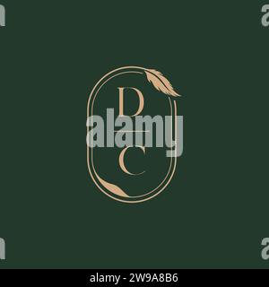 DC feather concept wedding monogram logo design ideas as inspiration Stock Vector