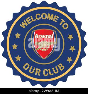 Welcome to Arsenal FC Colorful stamp and seal, English professional football club Vector Illustration Abstract Editable image Stock Vector