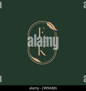 EK feather concept wedding monogram logo design ideas as inspiration Stock Vector