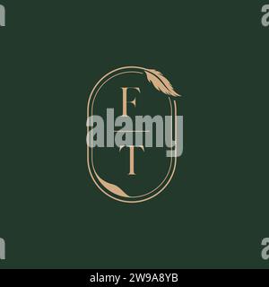 FT feather concept wedding monogram logo design ideas as inspiration Stock Vector