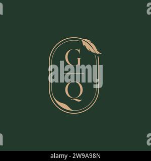 GQ feather concept wedding monogram logo design ideas as inspiration Stock Vector