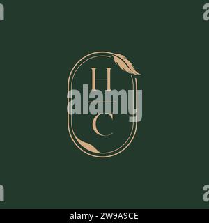 HC feather concept wedding monogram logo design ideas as inspiration Stock Vector