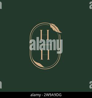 HH feather concept wedding monogram logo design ideas as inspiration Stock Vector
