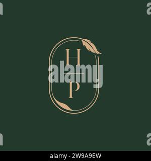 HP feather concept wedding monogram logo design ideas as inspiration Stock Vector
