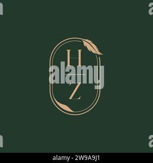HZ feather concept wedding monogram logo design ideas as inspiration Stock Vector