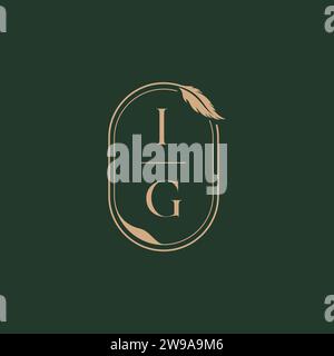 IG feather concept wedding monogram logo design ideas as inspiration Stock Vector
