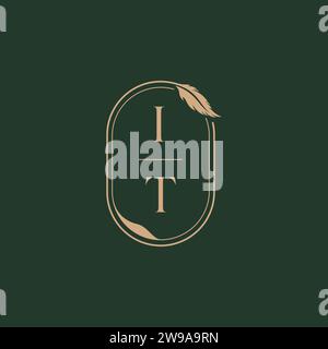 IT feather concept wedding monogram logo design ideas as inspiration Stock Vector