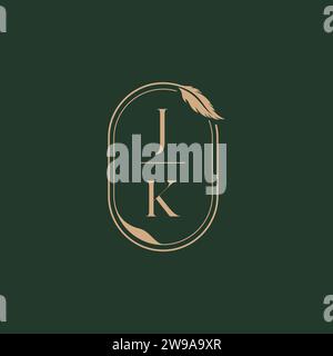 JK feather concept wedding monogram logo design ideas as inspiration Stock Vector