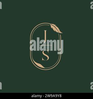 JS feather concept wedding monogram logo design ideas as inspiration Stock Vector