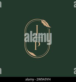 JP feather concept wedding monogram logo design ideas as inspiration Stock Vector