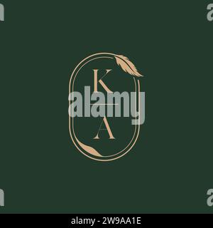 KA feather concept wedding monogram logo design ideas as inspiration Stock Vector
