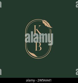 KB feather concept wedding monogram logo design ideas as inspiration Stock Vector