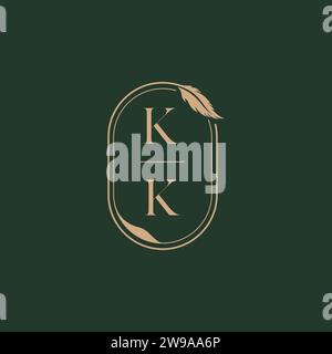 KK feather concept wedding monogram logo design ideas as inspiration Stock Vector