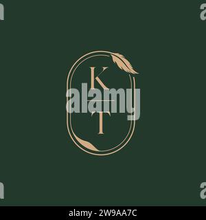 KT feather concept wedding monogram logo design ideas as inspiration Stock Vector