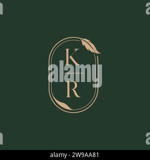 KR feather concept wedding monogram logo design ideas as inspiration Stock Vector