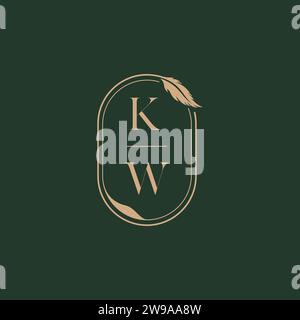 KW feather concept wedding monogram logo design ideas as inspiration Stock Vector