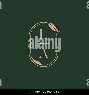 LA feather concept wedding monogram logo design ideas as inspiration Stock Vector