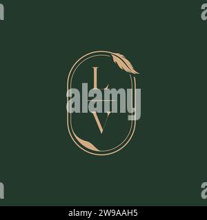 LV feather concept wedding monogram logo design ideas as inspiration Stock Vector