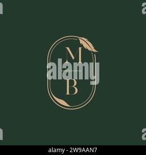 MB feather concept wedding monogram logo design ideas as inspiration Stock Vector